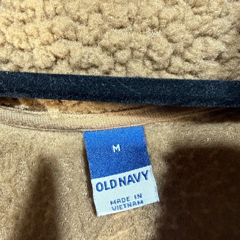 Old Navy Womens Sherpa Fleece Full Zip Jacket Brown Tan Teddy Coat Size M